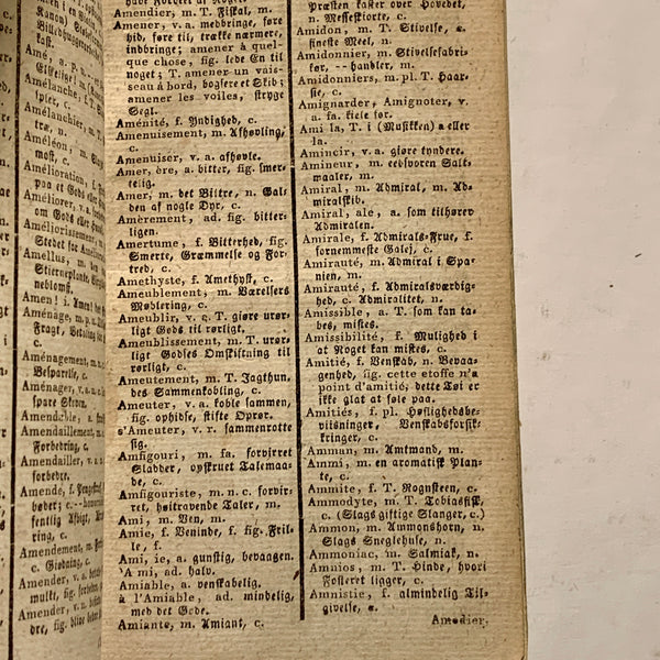 Fransk-Dansk & Dansk-Fransk Haand lexicon, Lauritz Happenhague. Fra 1820.