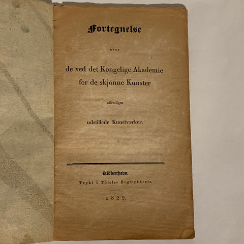 Kgl. Akademie. Antik kunst hæfte fra 1829. 1.Udgave, 1.Oplag.