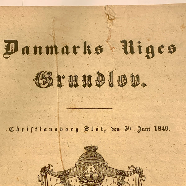 Danmarks Riges Grundlov, udgivet d.5.Juni 1849. 1.Udgave, 1.Oplag.