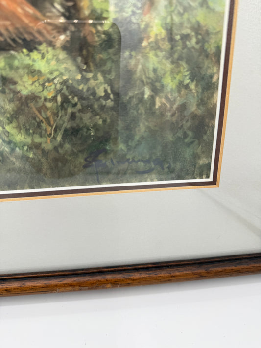 Impressionistisk akvarel af landsbyhytte med figur. Indonesien. Slut 20. Årh. Signeret