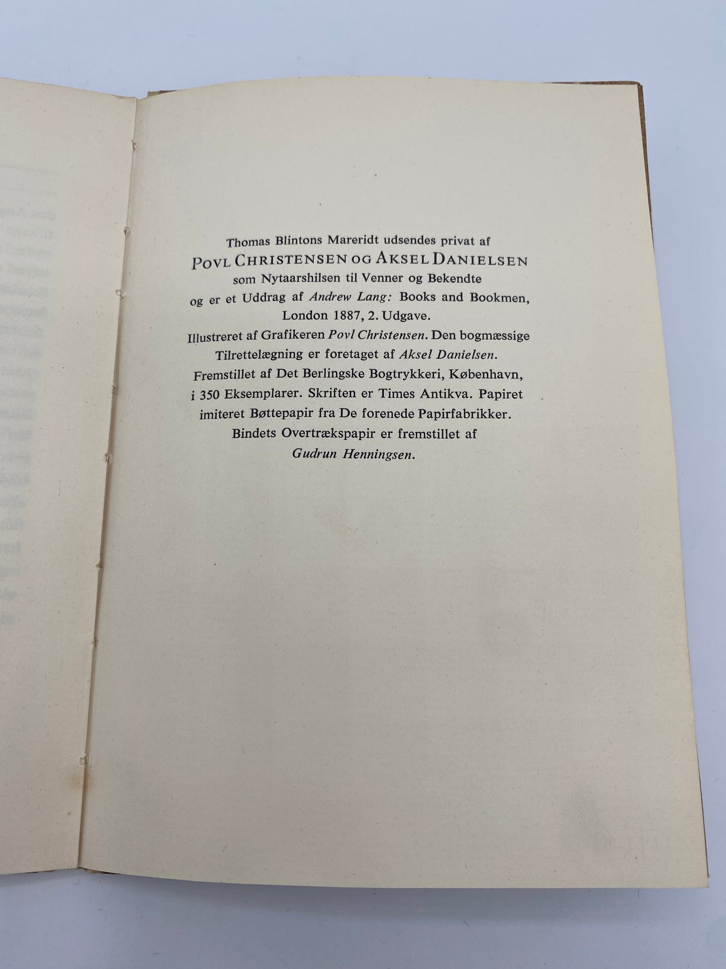Thomas Blintons Mareridt. Af Andrew Lang. Antikvarisk dansk bog. 1.Udgave. 1.Oplag. Fra 1948
