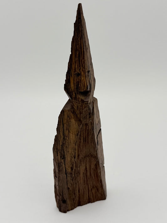 Håndskåren skandinavisk Maske mand pinde-figur. Slut 20. Århundrede