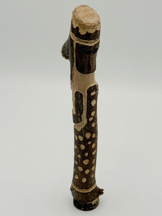 Håndskåren skandinavisk Viking pinde-figur. Slut 20. Århundrede