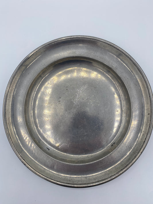 Tysk Fein Zinn tin tallerken fra midt 19. Årh