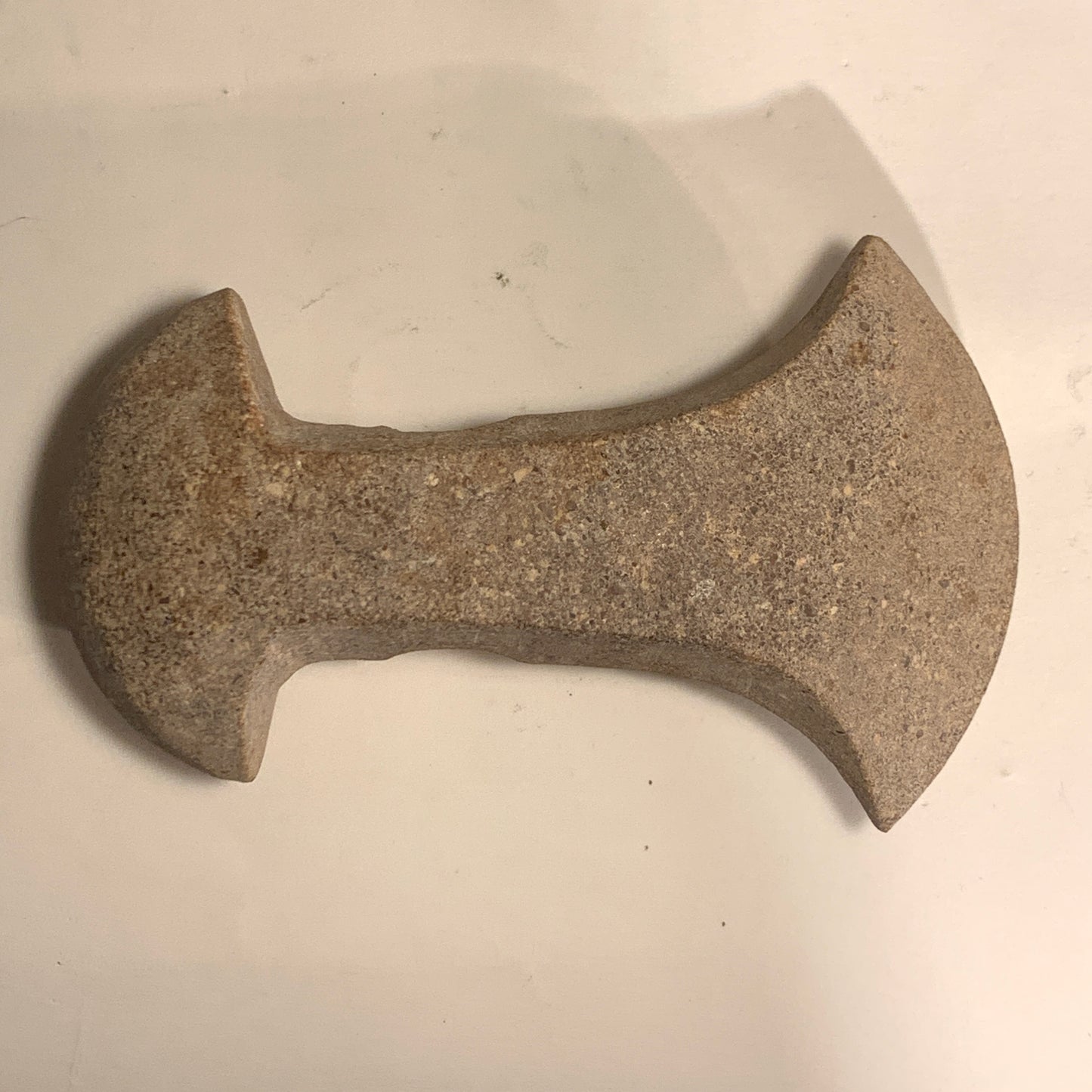 Danish Stone Age. Double-Bladed Axe with socket in rock, Tragtbægerkultur 4000-2800 BC.