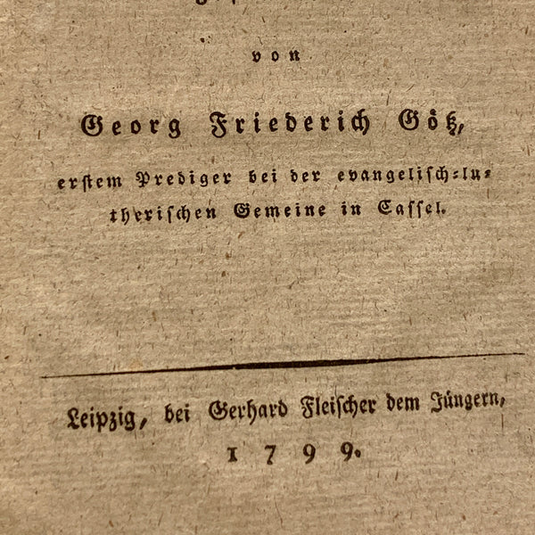 Predigten und Reden, Antikvarisk tysk religions bog, fra 1799. 1.Udgave, 1.Oplag.