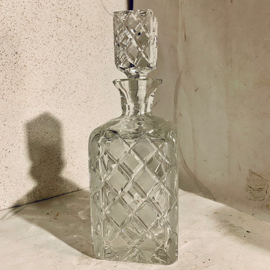 Midt 1900-tals krystal whiskeykaraffel i glas