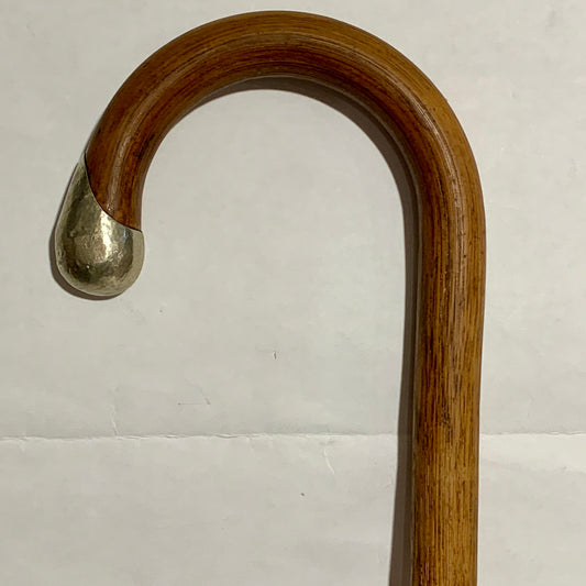 Older silver-plated wooden walking stick. From the 1920s/30s.