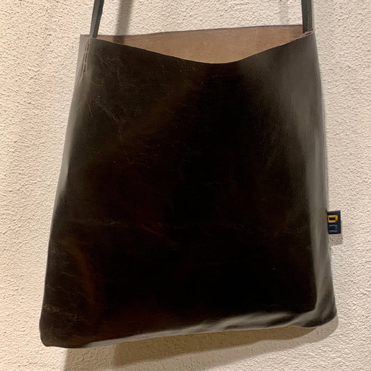 Hand-sewn leather shoulder bag, Kim Zoll Designs.