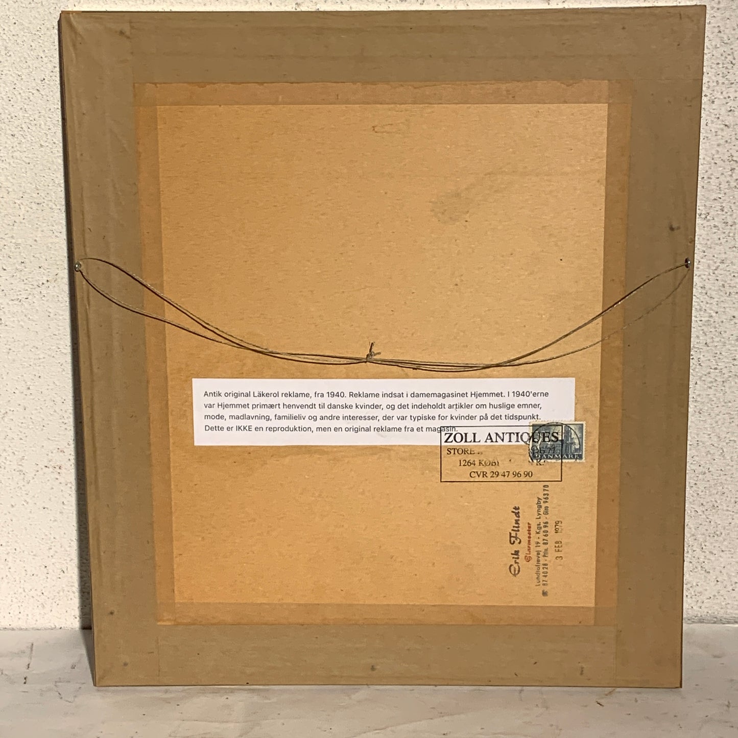 Original Läkerol reklame, fra 1940. Indrammet.
