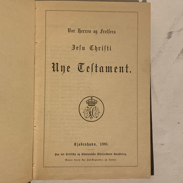 Nye Testamente, antikvarisk dansk bog fra 1888.