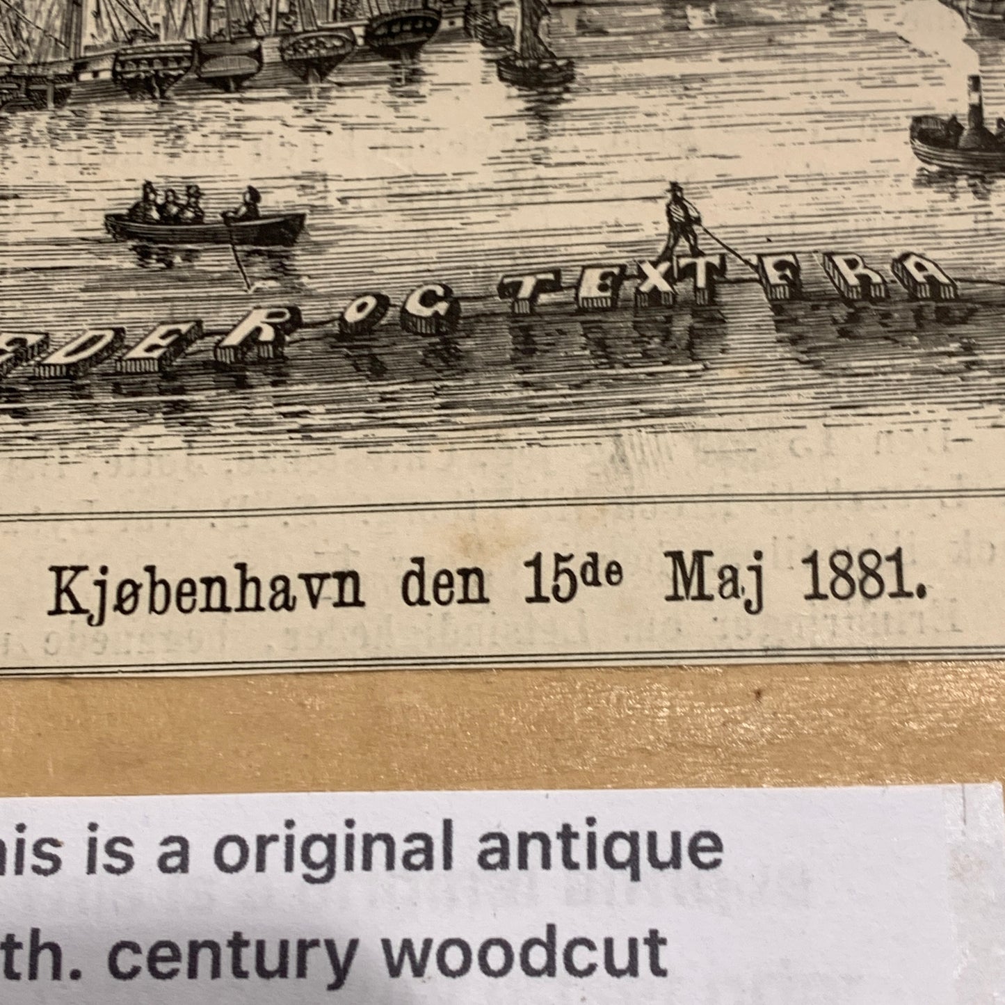 Antique Danish woodcut. Tunisians at Outpost. From 1881.