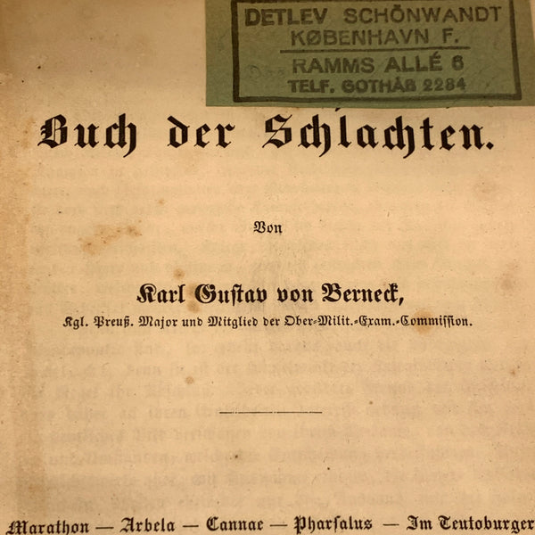 Carl Gustav von Berneck, Das Buch der Schlachten, 1. Udgave, fra 1856. Antikvarisk tysk bog.