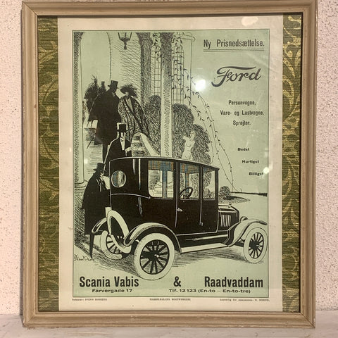 Antik original Ford veteranbil reklame, fra 1923.