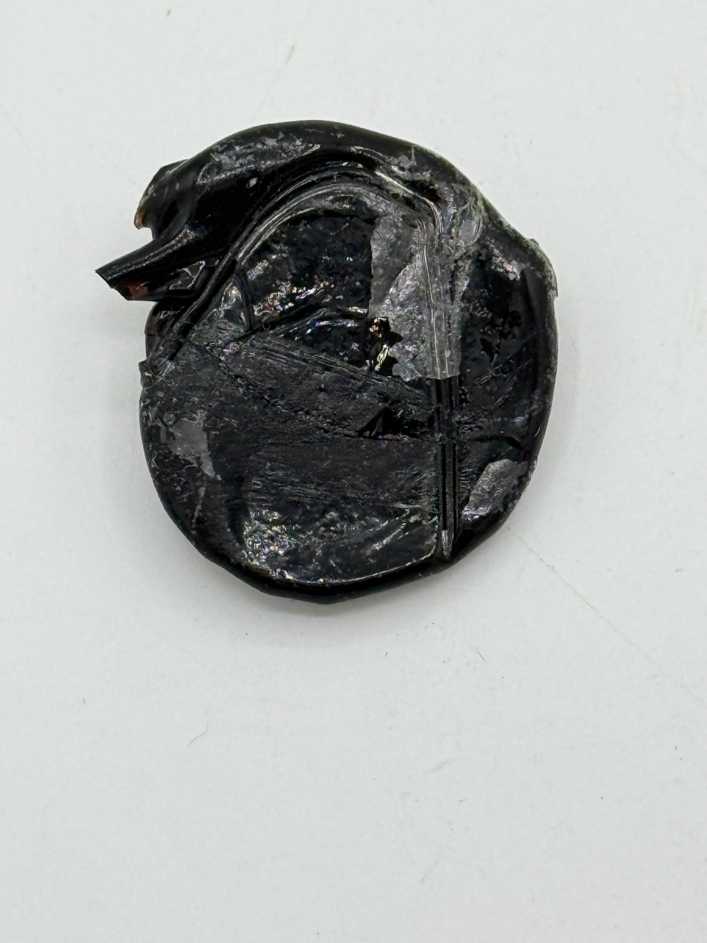 Oldsag. ca. 2000 år gl. Teaterbillet i glas. Græsk/Indisk kultur. Gandhara/ Baktrisk Afghanistan