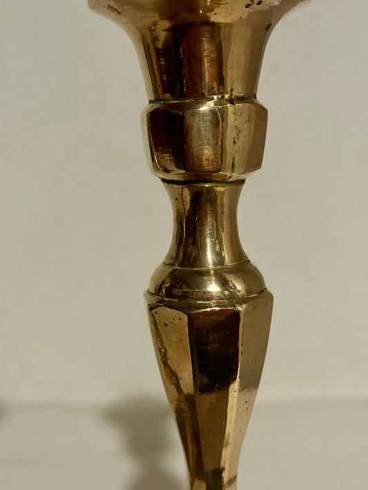 Antikke danske messing lysestager. Fra 1800 tallet.