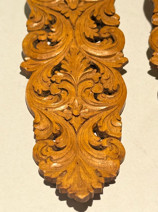 Antik Norsk udskåret Guldbrandsdalen-stil træ salat bestik, fra ca. 1870