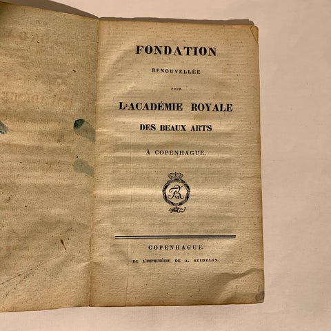 Kgl. Akademie. Antik privilegie hæfte fra 1814. På fransk. 1.Udgave, 1.Oplag.