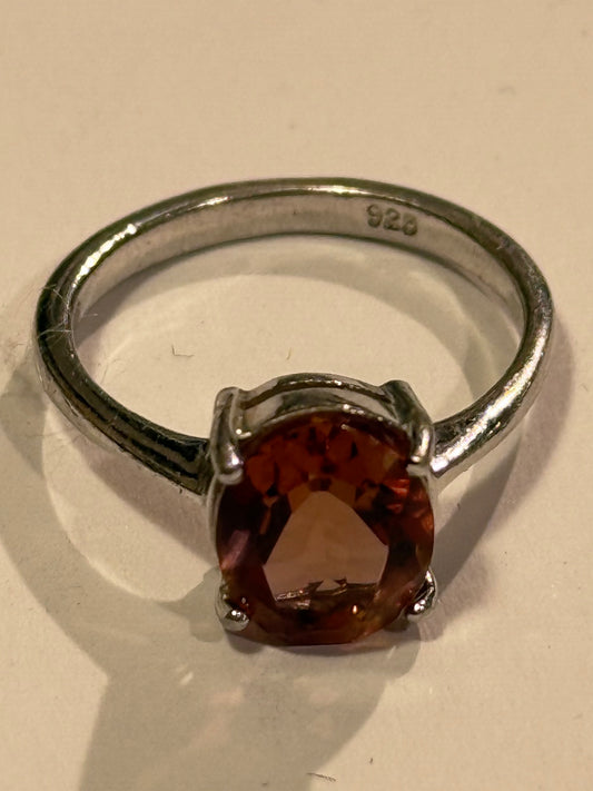 Vintage Citrin & sterling sølv ring, fra slut 1900 tallet