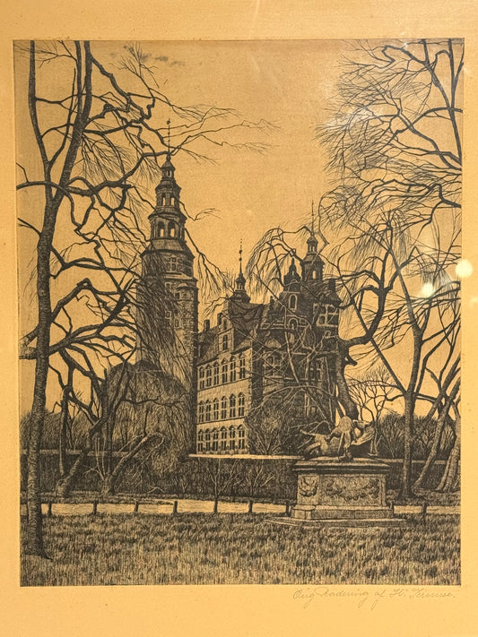 Hans Kruuse (f.1893-1973.) Radering af Rosenborg, København