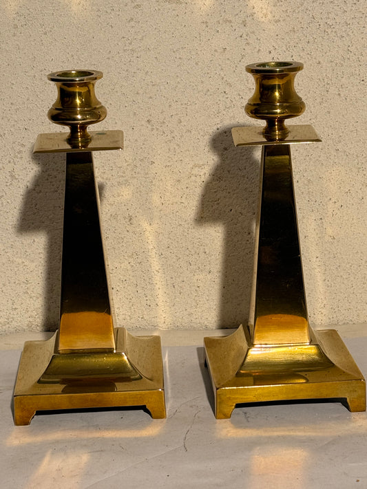 Art deco messing lysestager. Fra start 20.Årh