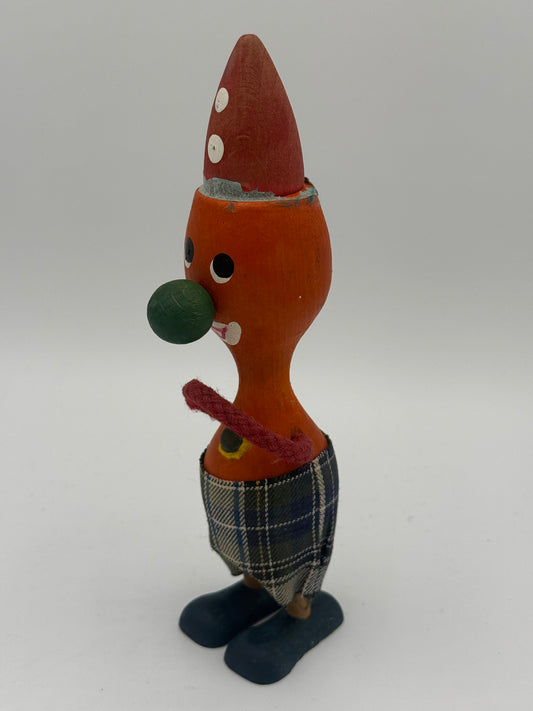 Vintage klovne Træ figur. Danmark. Fra 1950-70érne