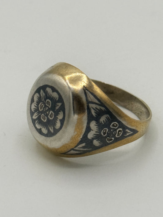Ældre niello forgyldt sølv signet ring. fra midt 20.årh
