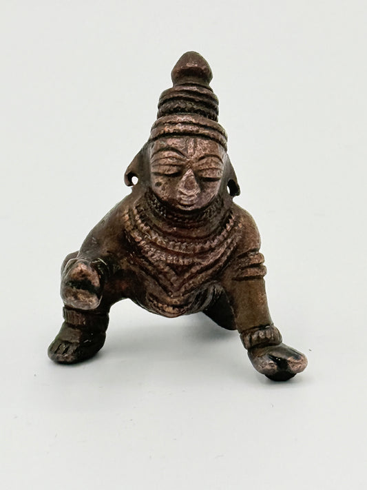 Antik Bala Krishna kobber statue. Indien. Fra 17.-19. Århundrede