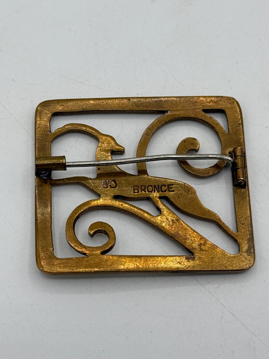 Art deco broche i bronze. Fra start/midt 20.Årh