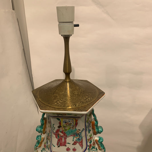 Older large Chinese Guangzhou porcelain floor lamps.