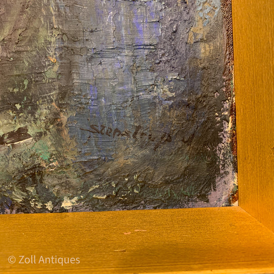 Villy Stenstrup Jensen (b.1919-1995) cubist oil painting on canvas.