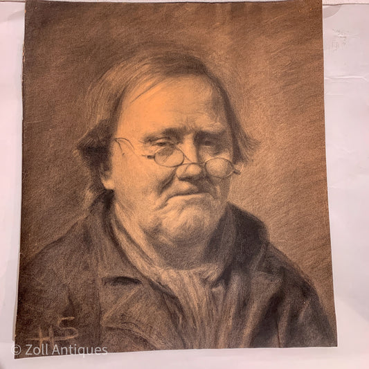 Henrik Schouboe (f.1876-1949) original portræt kultegning