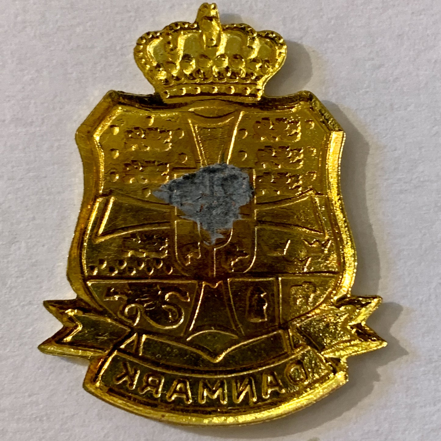 5 vintage Danish coats of arms in painted brass