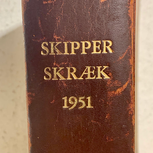 Skipper Skræk 1951 no.1-52, 1st Edition 1st Printing, collected in a leather-bound book.