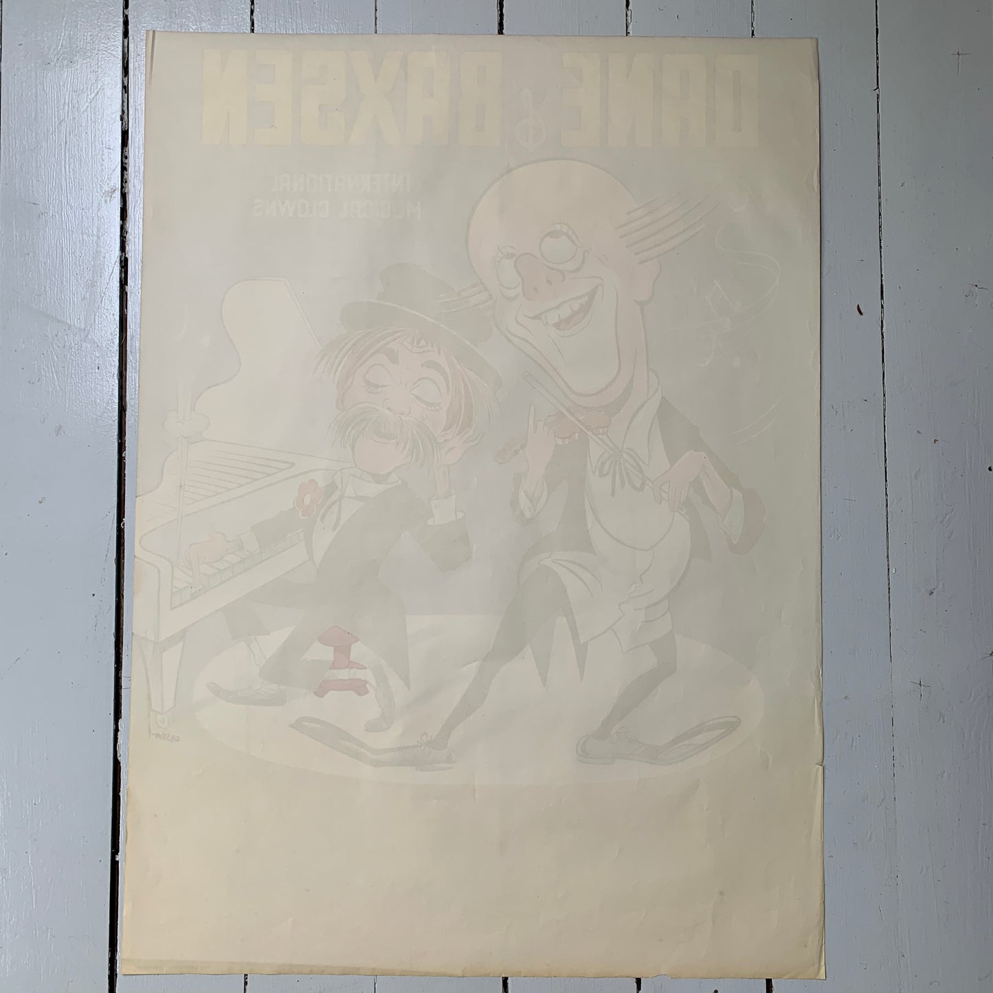 Original Dane & Baxsen clown poster, from the 1960s.