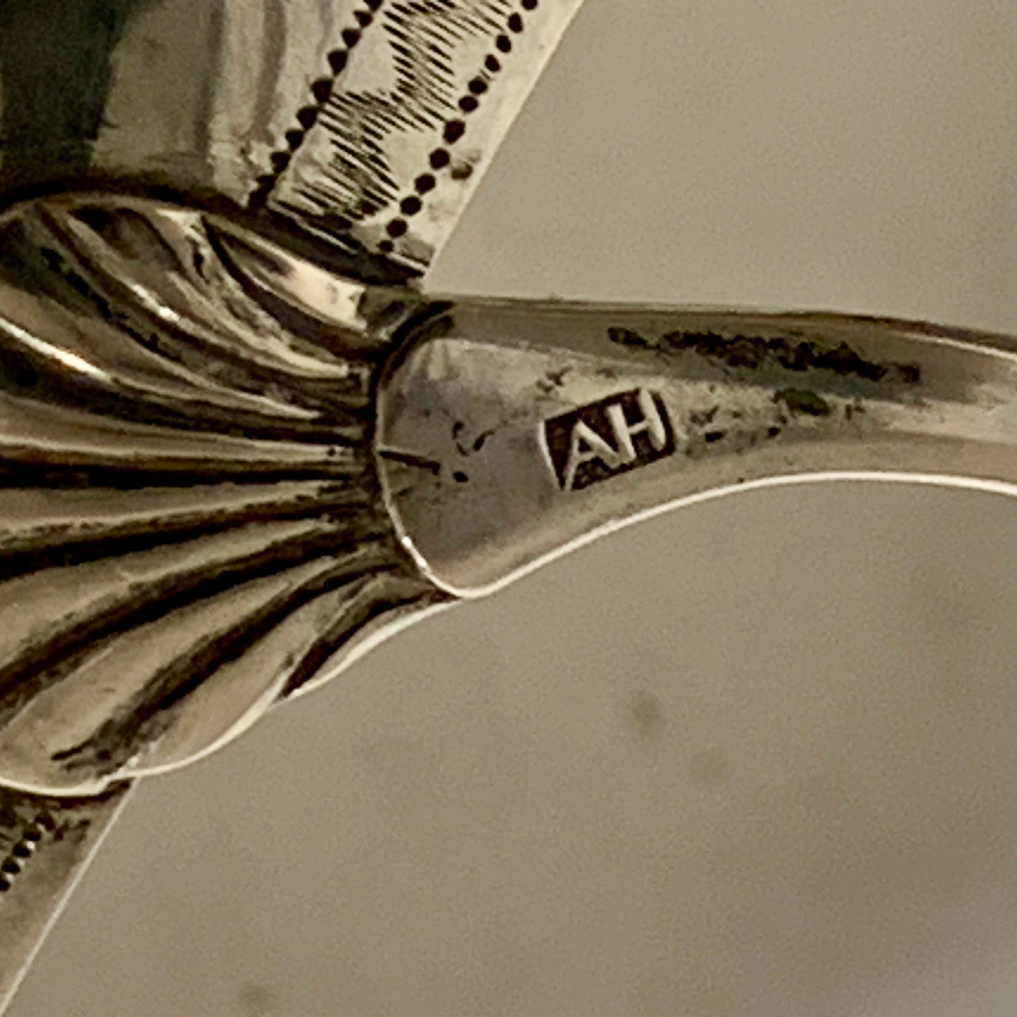 Antik lang sølv punch ske, fra 1842.