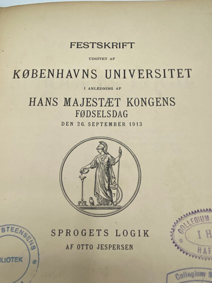 Sprogets Logik. Antikvarisk dansk bog. 1.Udgave. 1.Oplag. Fra 1913