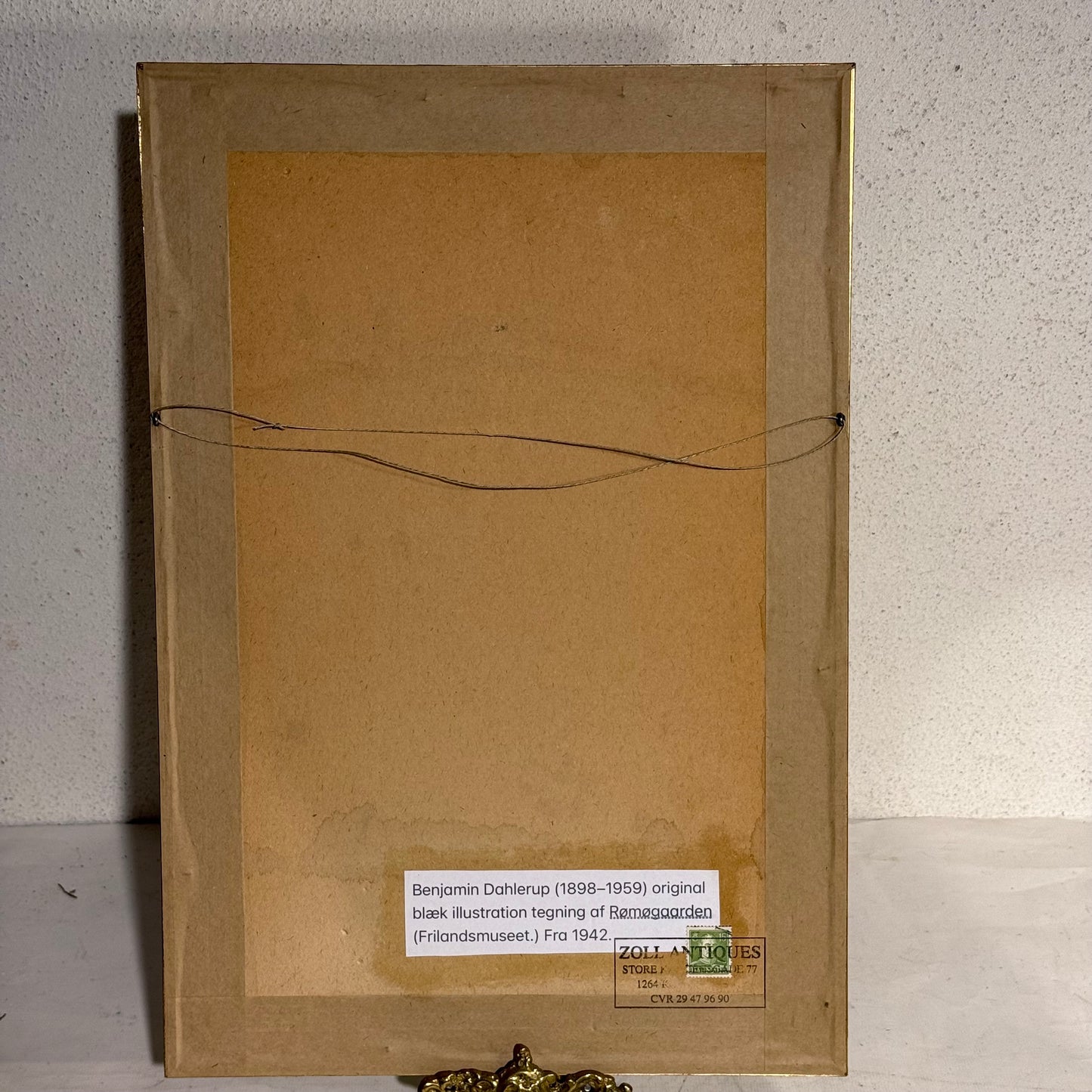 Benjamin Dahlerup (1898–1959) original blæk illustration tegning af Rømøgaarden (Frilandsmuseet.) Fra 1942.
