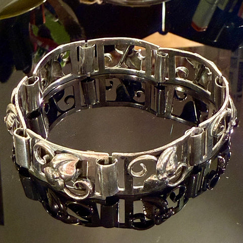 Antik dansk skønvirke sølv armbånd, fra start 1900 tallet.