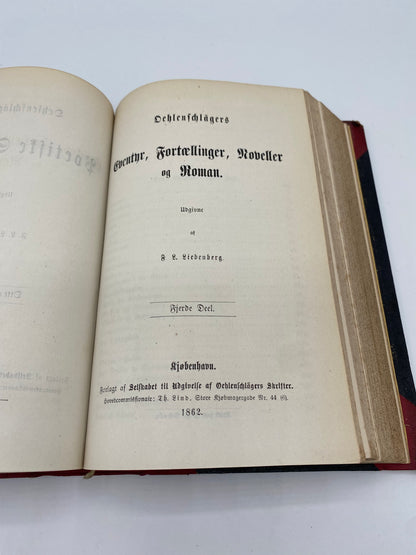 Oehlenschlägers Eventyr, Fortællinger, Noveller og Roman. Af Adam Oehlenschläger. 3. Og 4. Del. Antikvarisk dansk bog. 1. Udgave. 