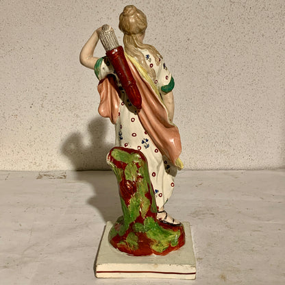 Antique Staffordshire Pearlware, Diana (Artemis), Goddess of the Hunt, from 1820.