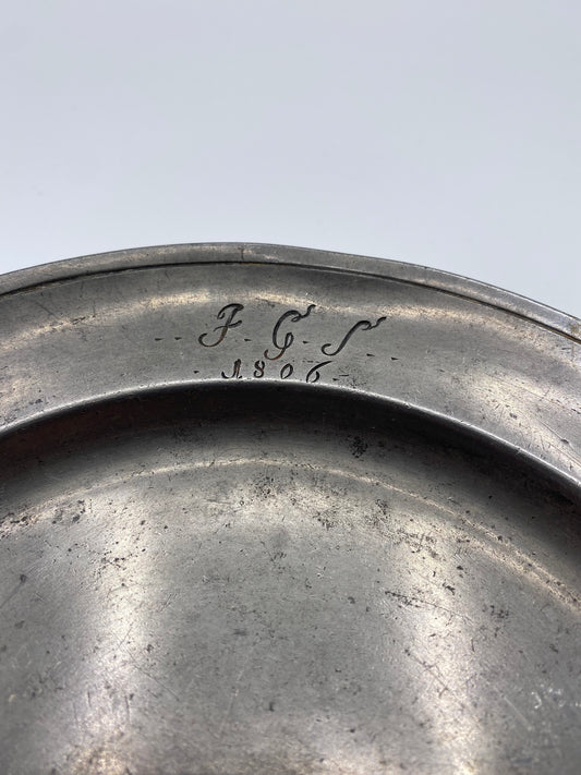 Antik Tin tallerken. Sidst 18./tidl. 19. Årh