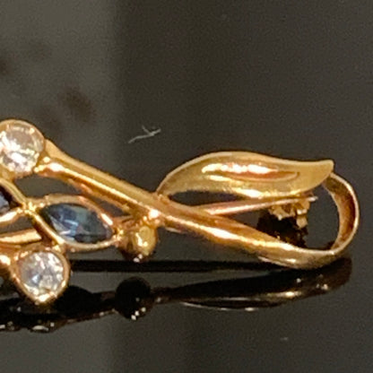 ❗️EFTERLYSNING STJÅLET❗️Vintage 18K guld broche med safirer og zirconer, Italien.