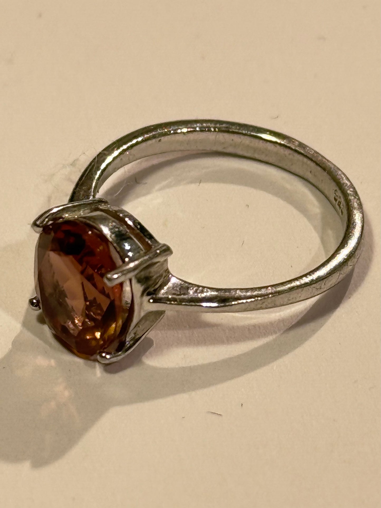 Vintage Citrin & sterling sølv ring, fra slut 1900 tallet