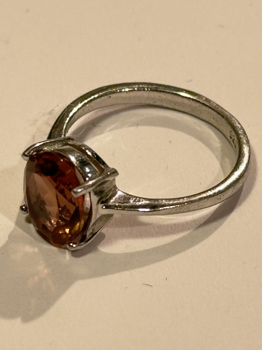 Vintage Citrin & sterling sølv ring, fra slut 1900 tallet