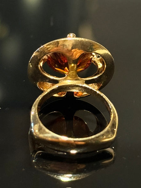 Hermann Siersbøl (1948-64) Stor 14K guld cocktail ring med Orange citrin.