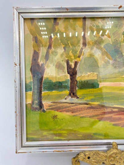 Rolf Jensen. Impressionistisk akvarel af parklandskab. Danmark. Slut 20. årh. Signeret
