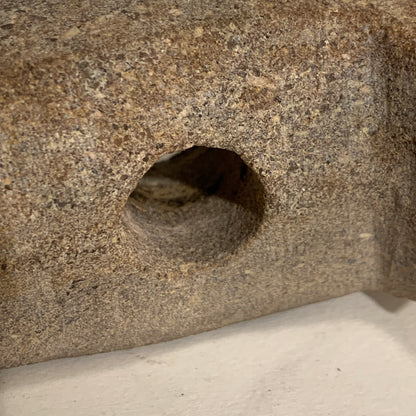 Danish Stone Age. Double-Bladed Axe with socket in rock, Tragtbægerkultur 4000-2800 BC.