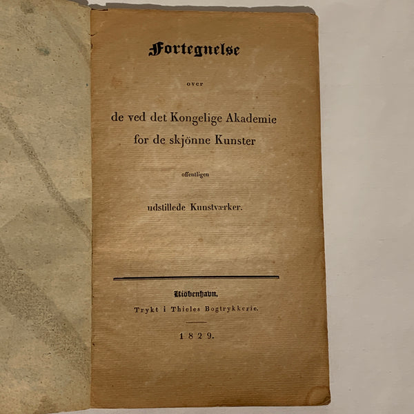 Kgl. Akademie. Antik kunst hæfte fra 1829. 1.Udgave, 1.Oplag.