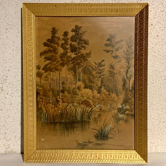 Antik akvarel maleri, USA, fra 1800 tallet